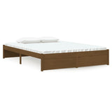 NNEVL Bed Frame Honey Brown Solid Wood 137x187 Double Size