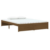 NNEVL Bed Frame Honey Brown Solid Wood 137x187 Double Size