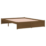 NNEVL Bed Frame Honey Brown Solid Wood 137x187 Double Size