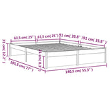 NNEVL Bed Frame Honey Brown Solid Wood 137x187 Double Size