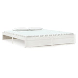 NNEVL Bed Frame White Solid Wood 183x203 cm King Size