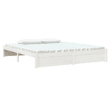 NNEVL Bed Frame White Solid Wood 183x203 cm King Size