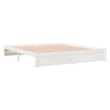 NNEVL Bed Frame White Solid Wood 183x203 cm King Size