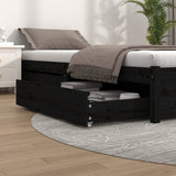 NNEVL Bed Drawers 2 pcs Black Solid Wood Pine