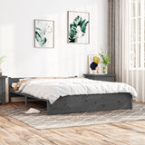 NNEVL Bed Frame Grey Solid Wood 153x203 cm Queen Size
