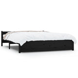 NNEVL Bed Frame Black Solid Wood 153x203 cm Queen Size