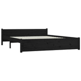 NNEVL Bed Frame Black Solid Wood 153x203 cm Queen Size