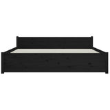 NNEVL Bed Frame Black Solid Wood 153x203 cm Queen Size