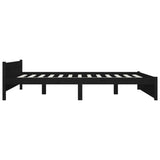 NNEVL Bed Frame Black Solid Wood 153x203 cm Queen Size