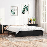 NNEVL Bed Frame Black Solid Wood 153x203 cm Queen Size