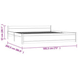 NNEVL Bed Frame Grey Solid Wood 183x203 cm King Size