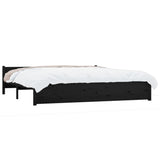 NNEVL Bed Frame Black Solid Wood 183x203 cm King Size