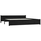 NNEVL Bed Frame Black Solid Wood 183x203 cm King Size