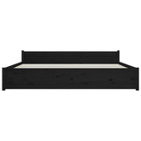 NNEVL Bed Frame Black Solid Wood 183x203 cm King Size