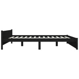 NNEVL Bed Frame Black Solid Wood 183x203 cm King Size