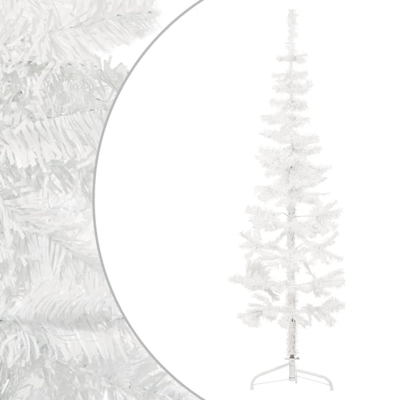 NNEVL Slim Artificial Half Christmas Tree with Stand White 150 cm