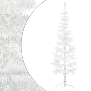 NNEVL Slim Artificial Half Christmas Tree with Stand White 180 cm
