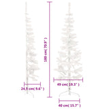 NNEVL Slim Artificial Half Christmas Tree with Stand White 180 cm