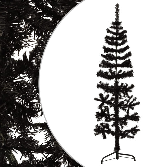 NNEVL Slim Artificial Half Christmas Tree with Stand Black 120 cm