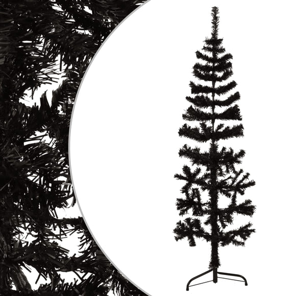 NNEVL Slim Artificial Half Christmas Tree with Stand Black 150 cm
