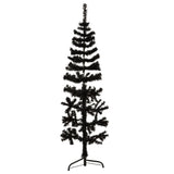 NNEVL Slim Artificial Half Christmas Tree with Stand Black 150 cm