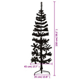 NNEVL Slim Artificial Half Christmas Tree with Stand Black 150 cm
