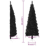NNEVL Slim Artificial Half Christmas Tree with Stand Black 180 cm