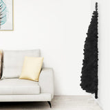 NNEVL Slim Artificial Half Christmas Tree with Stand Black 180 cm