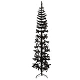 NNEVL Slim Artificial Half Christmas Tree with Stand Black 210 cm