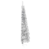 NNEVL Slim Artificial Half Christmas Tree with Stand Silver 180 cm