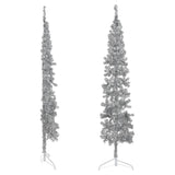 NNEVL Slim Artificial Half Christmas Tree with Stand Silver 210 cm