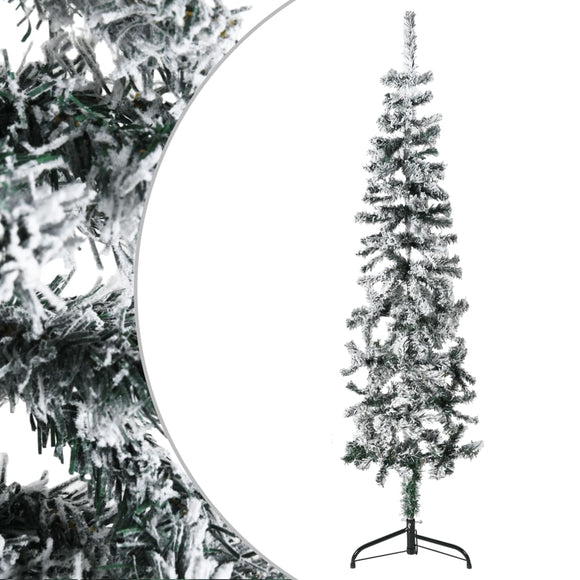 NNEVL Slim Artificial Half Christmas Tree with Flocked Snow 120 cm