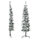 NNEVL Slim Artificial Half Christmas Tree with Flocked Snow 120 cm