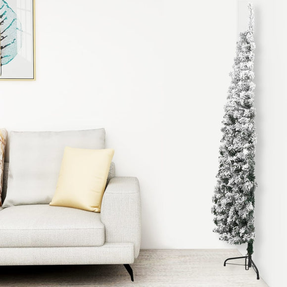 NNEVL Slim Artificial Half Christmas Tree with Flocked Snow 240 cm