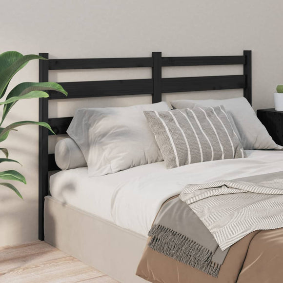NNEVL Bed Headboard Black 156x4x100 cm Solid Wood Pine