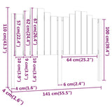 NNEVL Bed Headboard Black 141x4x110 cm Solid Wood Pine