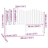 NNEVL Bed Headboard 186x4x110 cm Solid Wood Pine