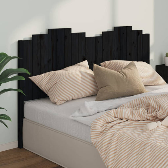 NNEVL Bed Headboard Black 186x4x110 cm Solid Wood Pine