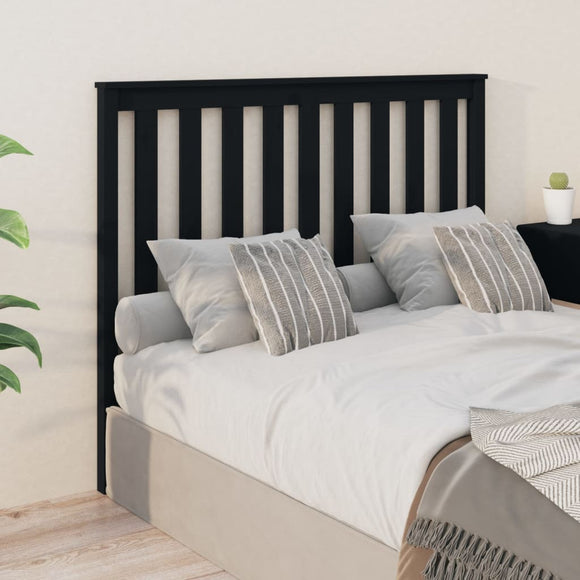 NNEVL Bed Headboard Black 141x6x101 cm Solid Wood Pine