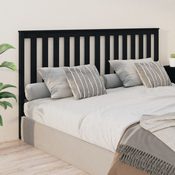 NNEVL Bed Headboard Black 186x6x101 cm Solid Wood Pine