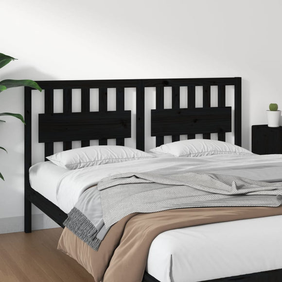NNEVL Bed Headboard Black 155.5x4x100 cm Solid Wood Pine