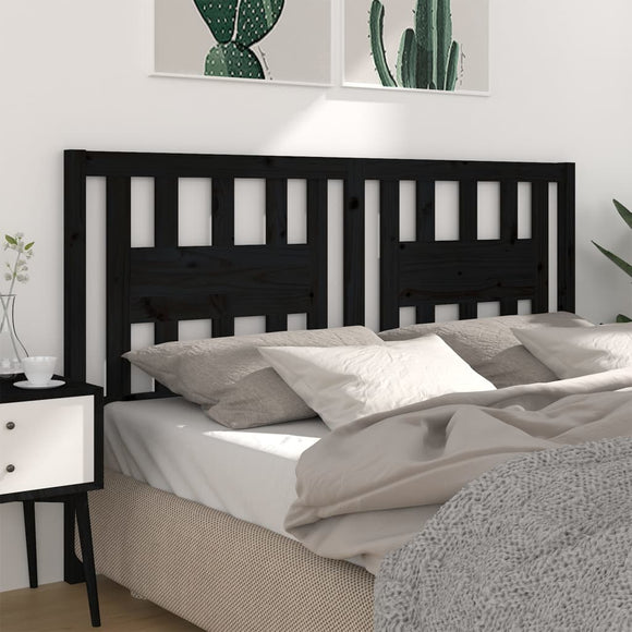 NNEVL Headboard Black 141x4x100 cm Solid Wood Pine