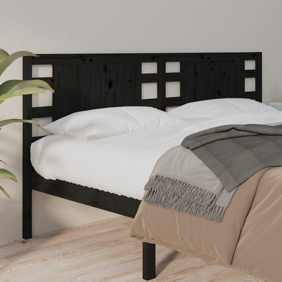 NNEVL Headboard Black 186x4x100 cm Solid Wood Pine