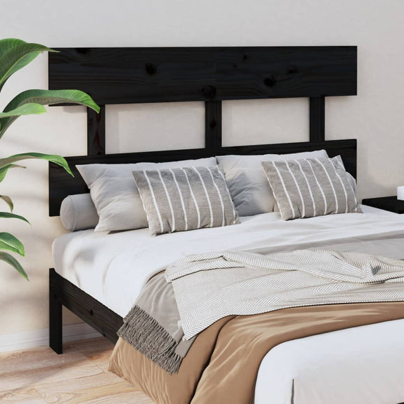 NNEVL Bed Headboard Black 138x3x81 cm Solid Wood Pine