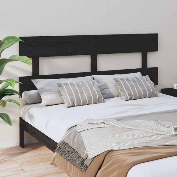 NNEVL Bed Headboard Black 154x3x81 cm Solid Wood Pine