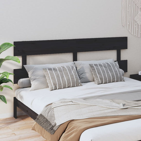 NNEVL Bed Headboard Black 184x3x81 cm Solid Wood Pine