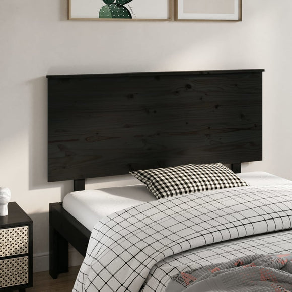 NNEVL Bed Headboard Black 139x6x82.5 cm Solid Wood Pine