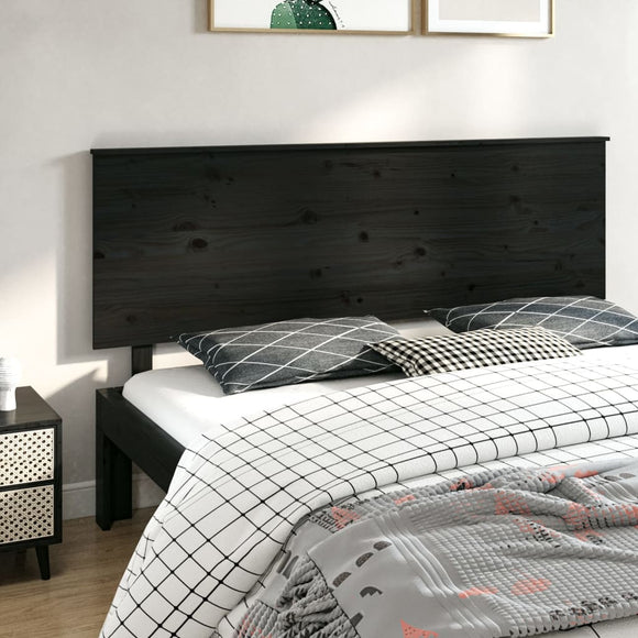 NNEVL Bed Headboard Black 184x6x82.5 cm Solid Wood Pine
