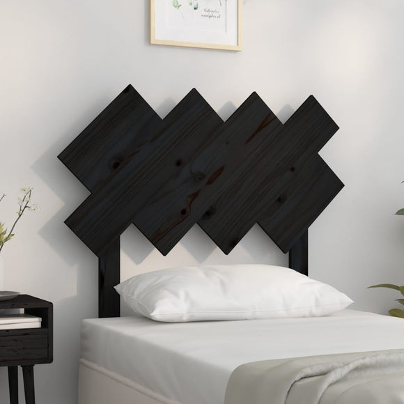 NNEVL Bed Headboard Black 92x3x81 cm Solid Wood Pine