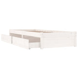 NNEVL Bed Frame with Drawers White 90x190 cm 3FT Single